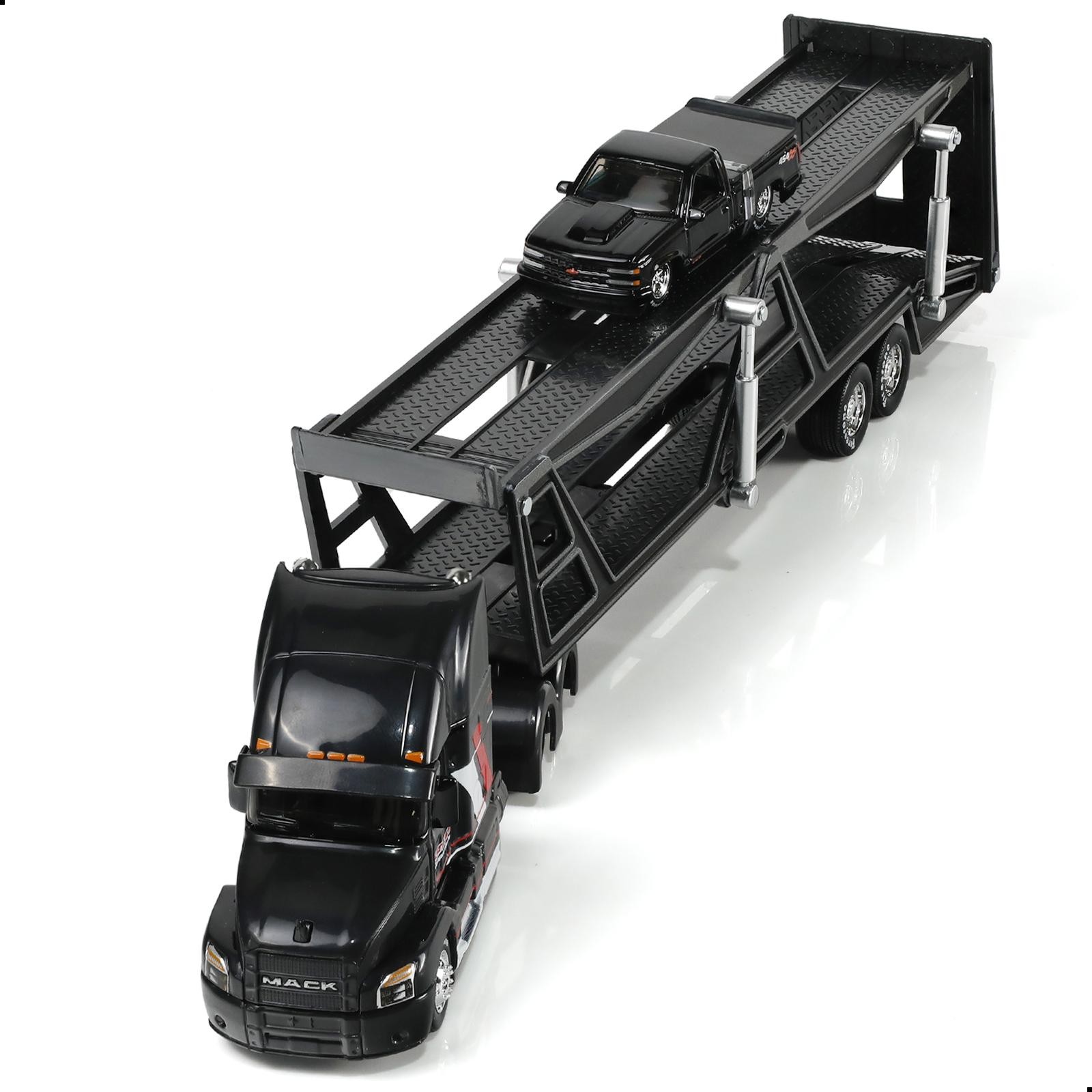 Semi Truck Toy with Trailer and Car Model, 1/50 Scale for MAx Diecast Model