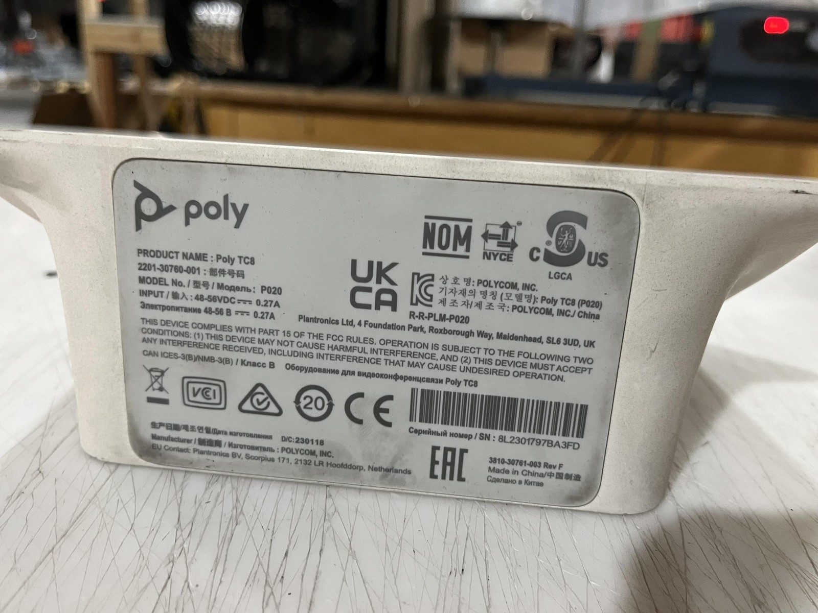Polycom Poly Studio X50 Video Conference Bar w/ TC8 Control Unit grade D
