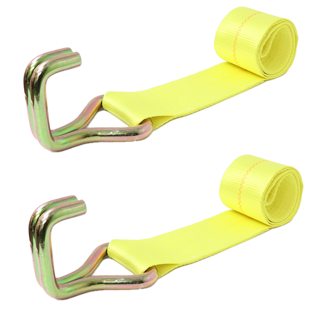 Boxer 2 Pack Roll Off Winch Strap w/ XL J Hook Loop End 4in x 5ft  24,000lbs B/S