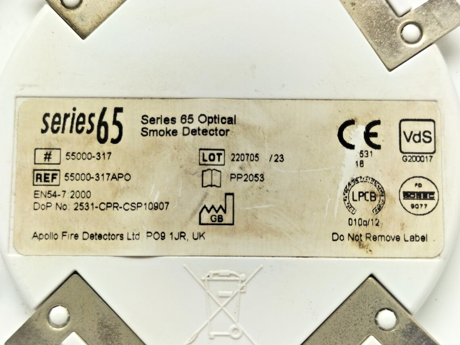 Apollo Series 65 Optical 55000-317APO Smoke Detector with Base
