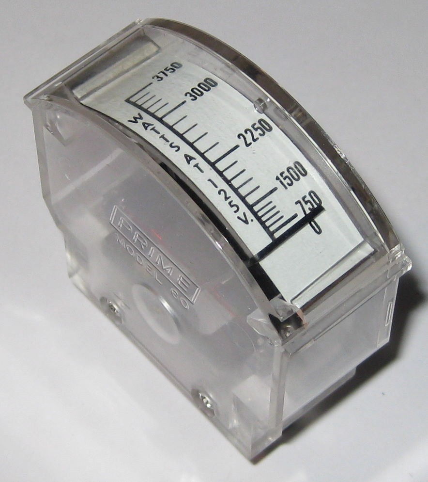 Prime Model 60 Emergency Generator Analog Wattmeter - 3750 Watt Scale - 125VAC