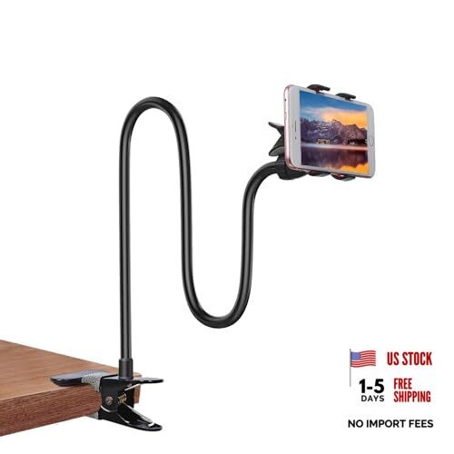 Gooseneck Bed Phone Holder, Flexible Long Arm Clip On Phone Holder for Bed,