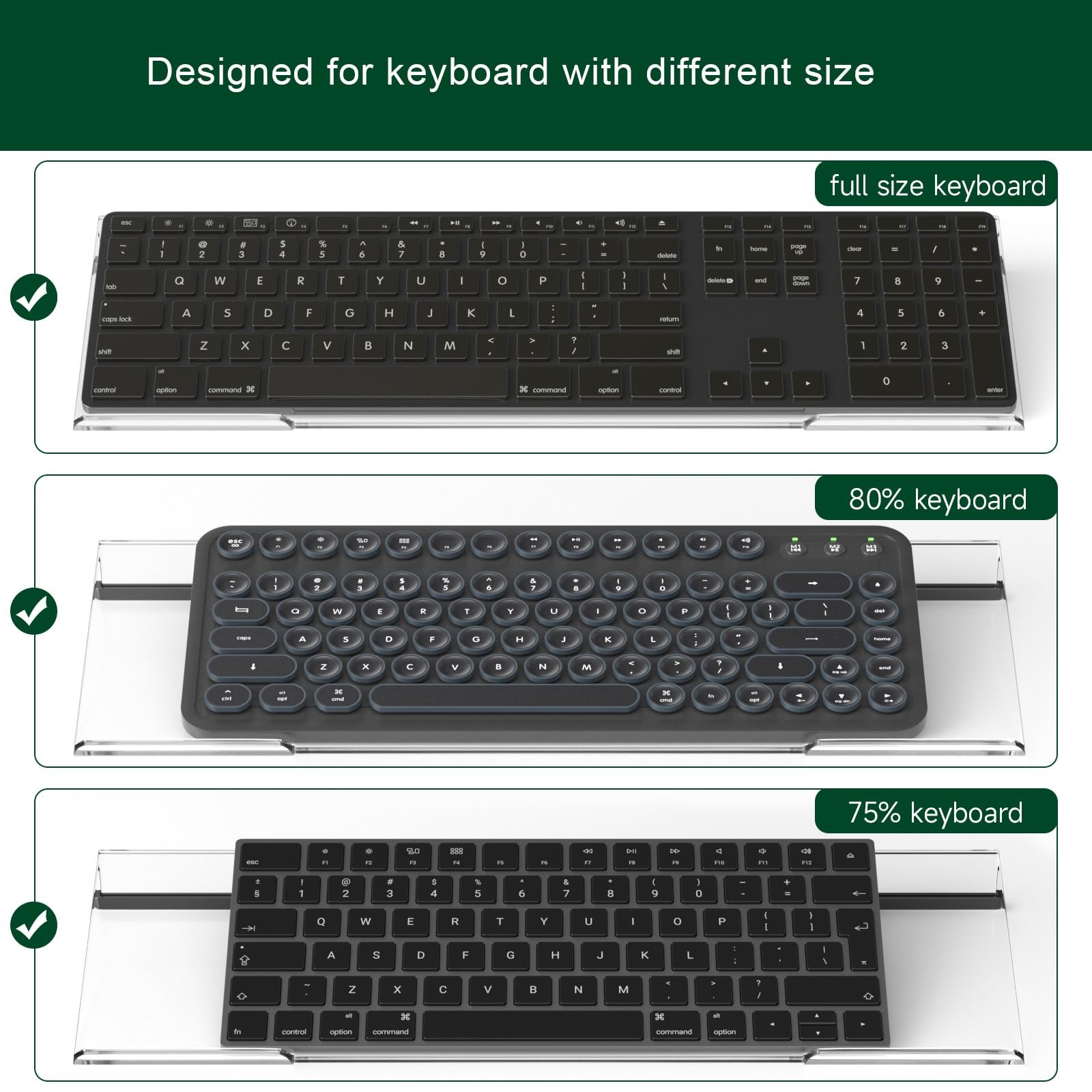 2 PCS Acrylic Computer Keyboard Stand Ergonomic Desktop Riser Clear Holder