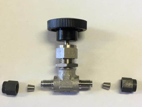 1/8" Tube OD 316ss Needle Valve (6000 Psi) Circle Seal 92TI-2CC