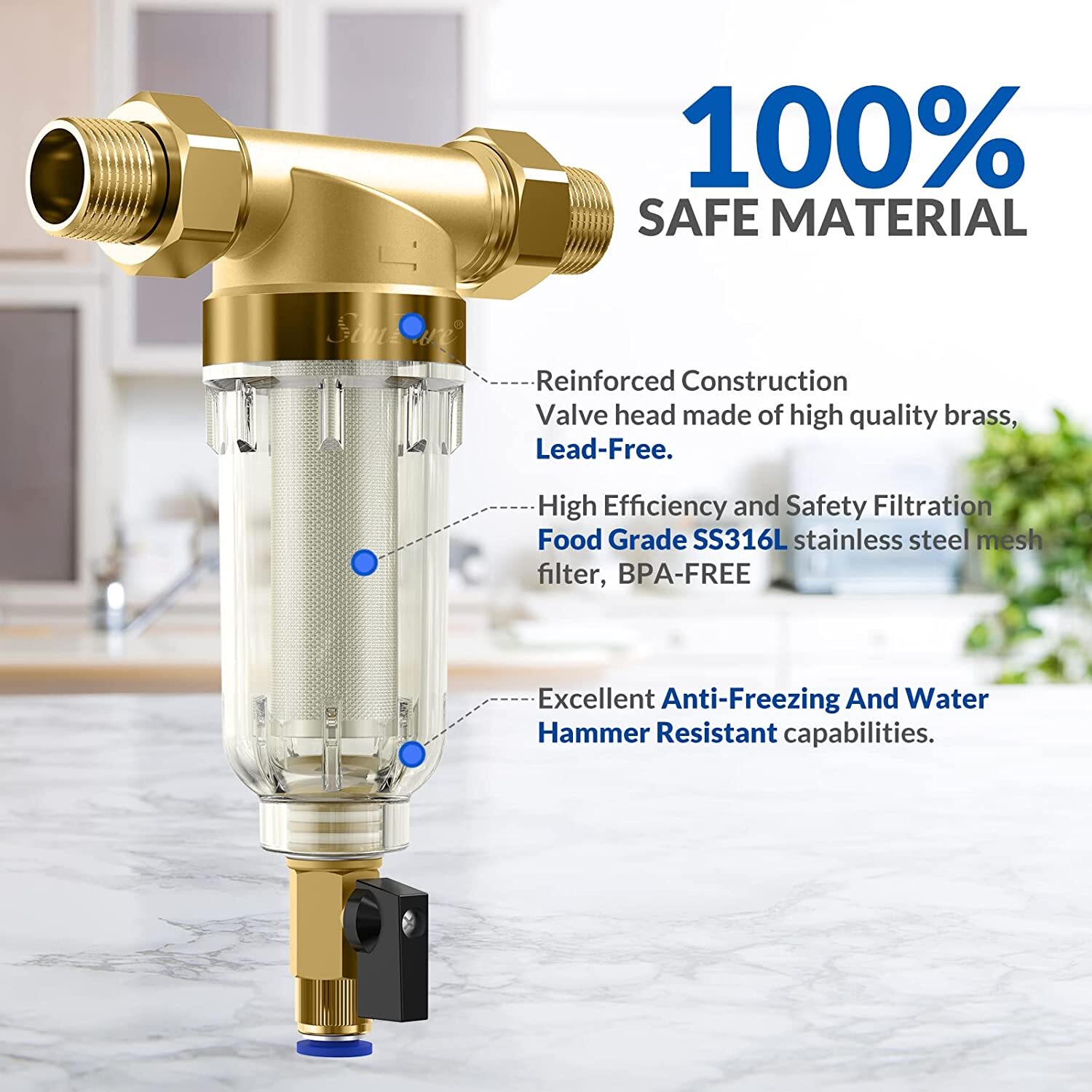 Reusable Whole House Spin Down Water Filter Pre-Filter System Sediment Filter
