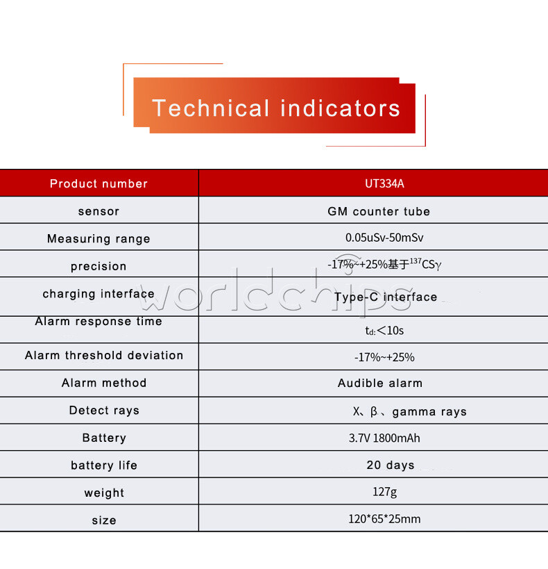 UNI-T UT334A Geiger Counter Electromagnetic Radiation Detector Xβγ-ray Detection