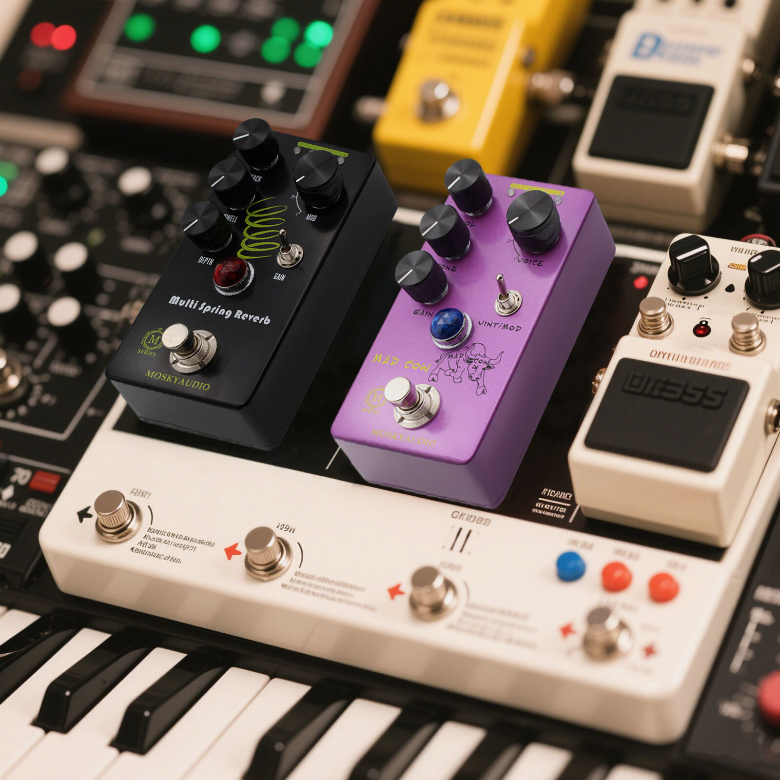 MOSKYaudio Distortion Guitar Effect Pedal 4 Mode True Bypass, Tube Amplifier