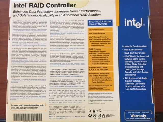 Intel SRCZCR Low Profile U160/U320 PCI SCSI Raid Controller *New Retail Boxed*