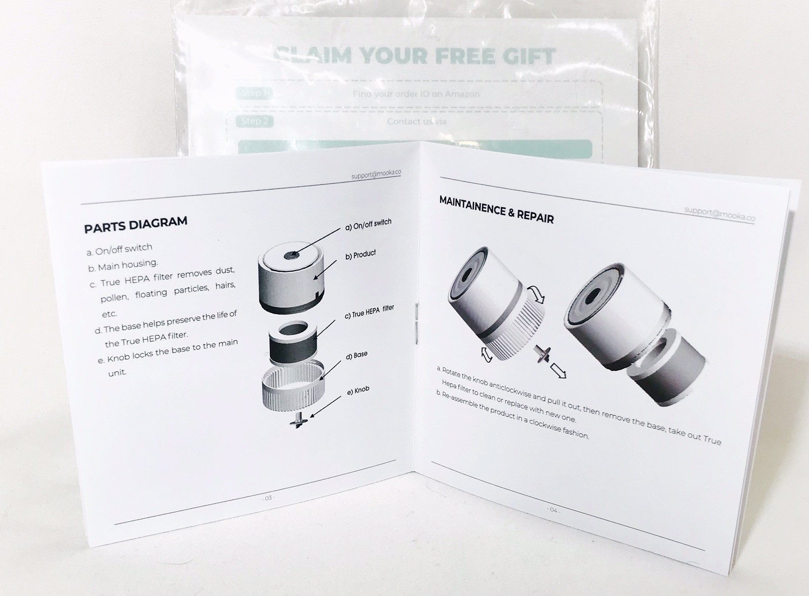Original Mooka Air Purifier Instruction Manual Only