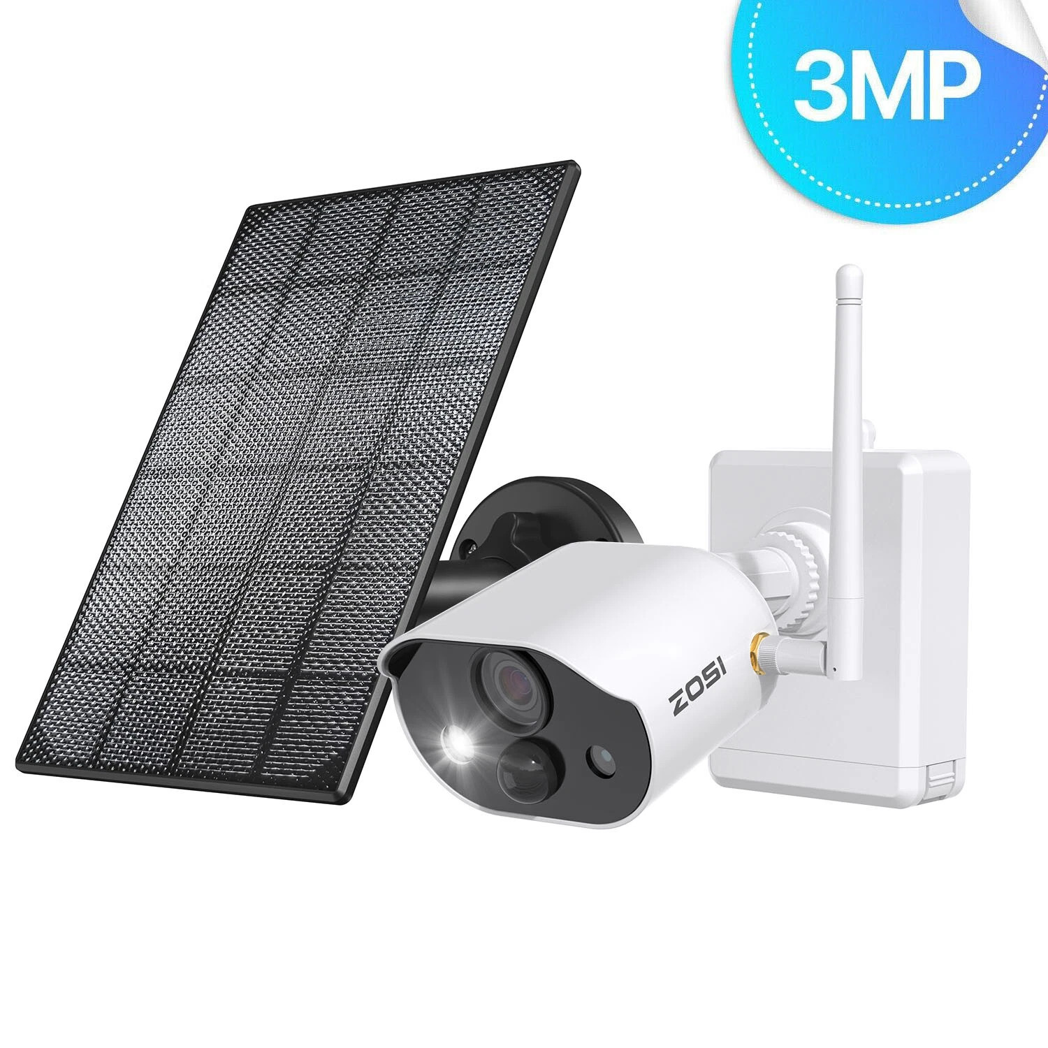 ZOSI 3MP Wireless Battery Security Camera System Outdoor Camera with Solar Panel