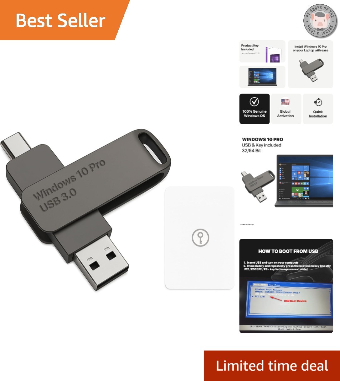 USB Type C & A Bootable Installer for Windows 10 Pro – Recover, Restore, Repair