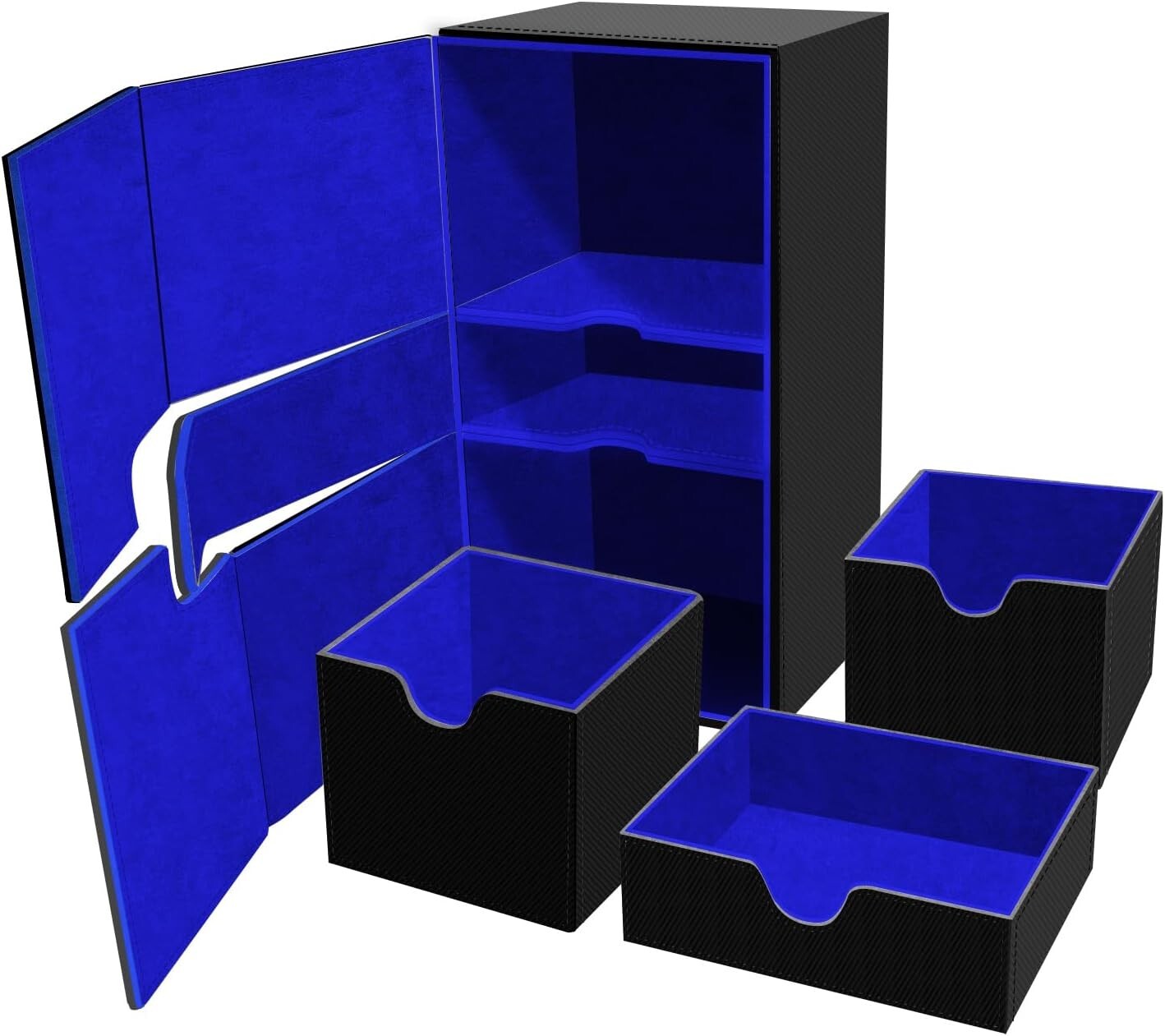 Double Deck Box with Dice Tray for CCG  MTG (Blue)