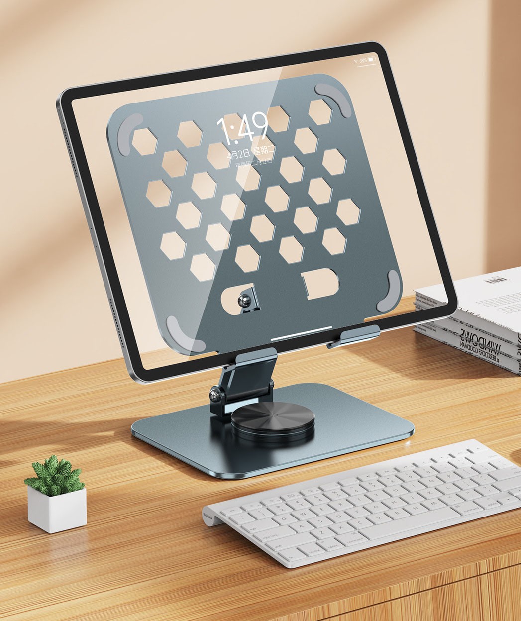 Tablet stand 360 degree rotating folding all metal live streaming learning iPad
