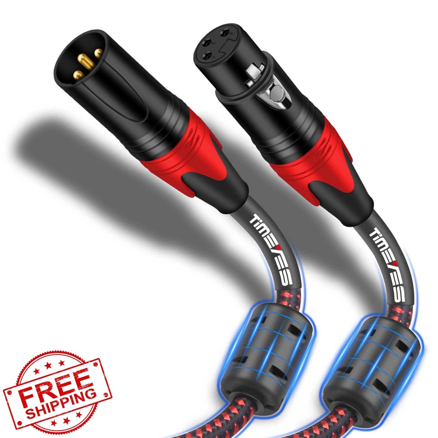 TIMEYES 15M XLR Mic Cable, Male to Female, Balanced Snake Cord