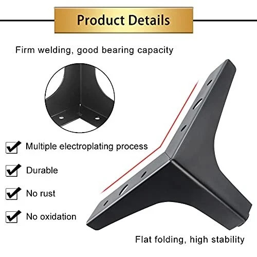 4 Inch Metal Furniture Legs Black Legs For Furniture Set Of 4 Modern Style Repla