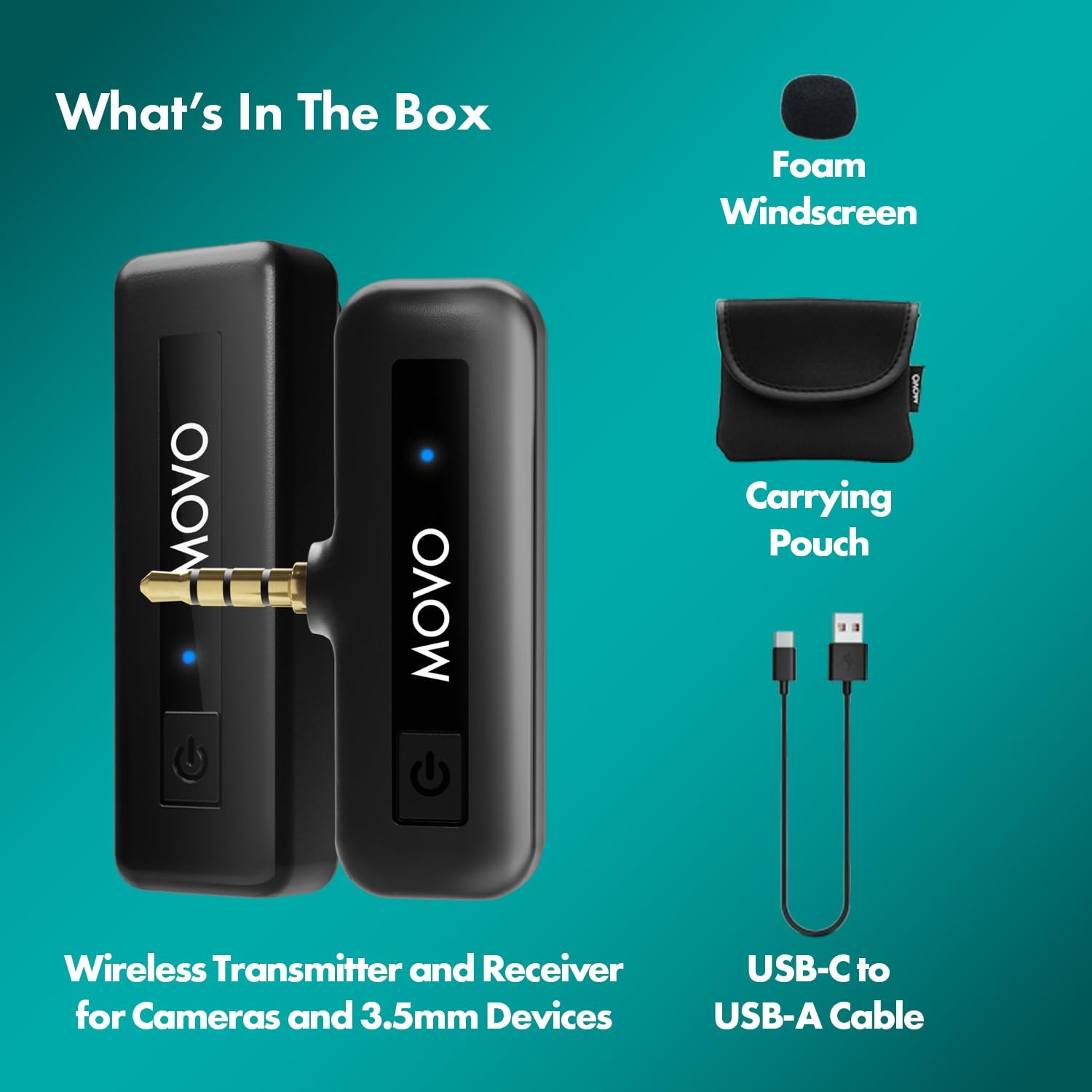 Movo Wireless Mini Camera Microphone for Video Recording- 2.4Ghz Wireless Transm