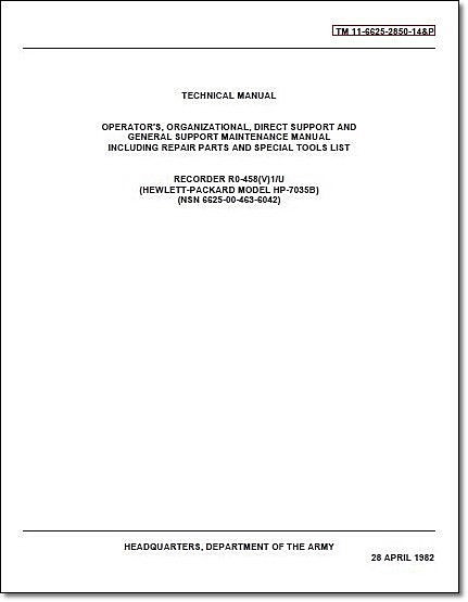 HP 7035B Operation & Service Manual (US Army Version): with 11"X17" Foldouts