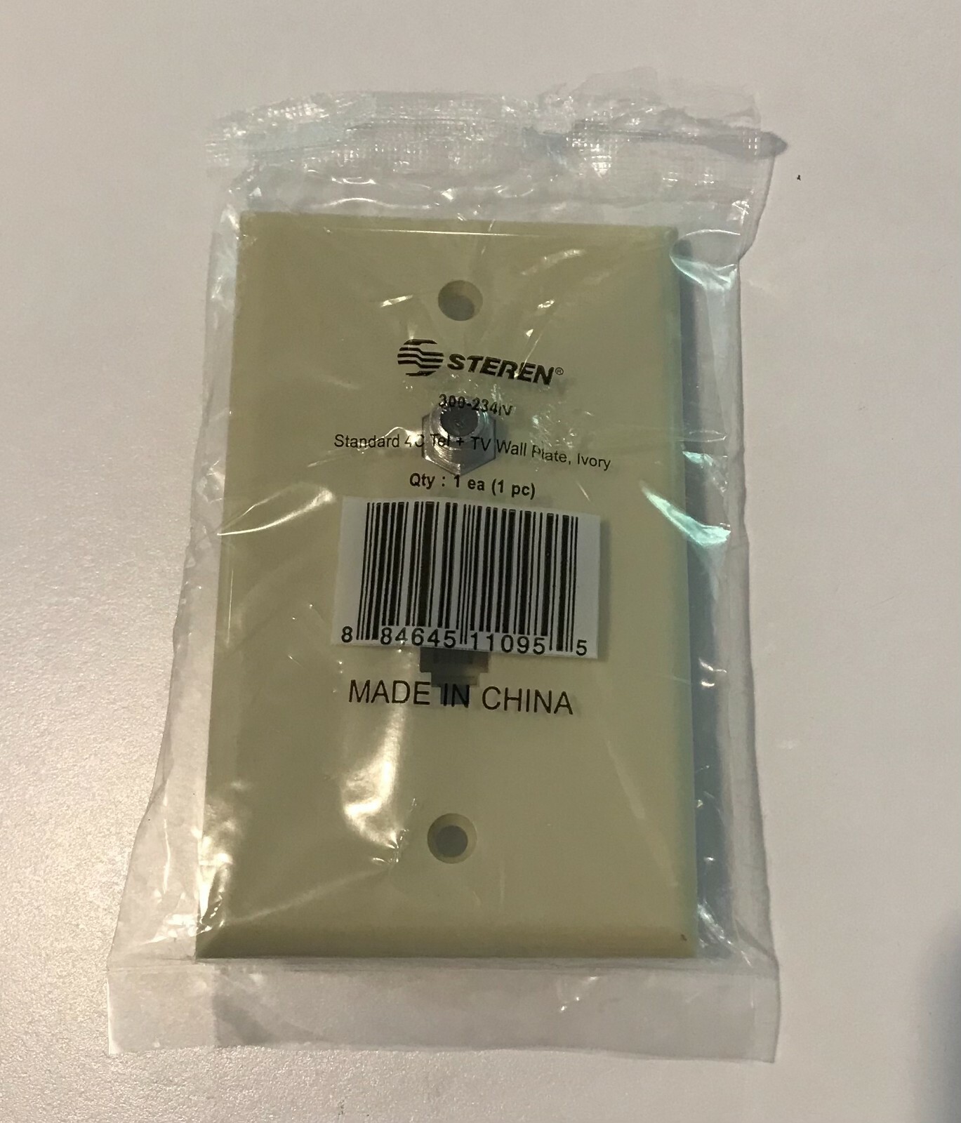 Steren Telephone Phone Jack and TV Coaxial Cable Combo Wall Plate Ivory New