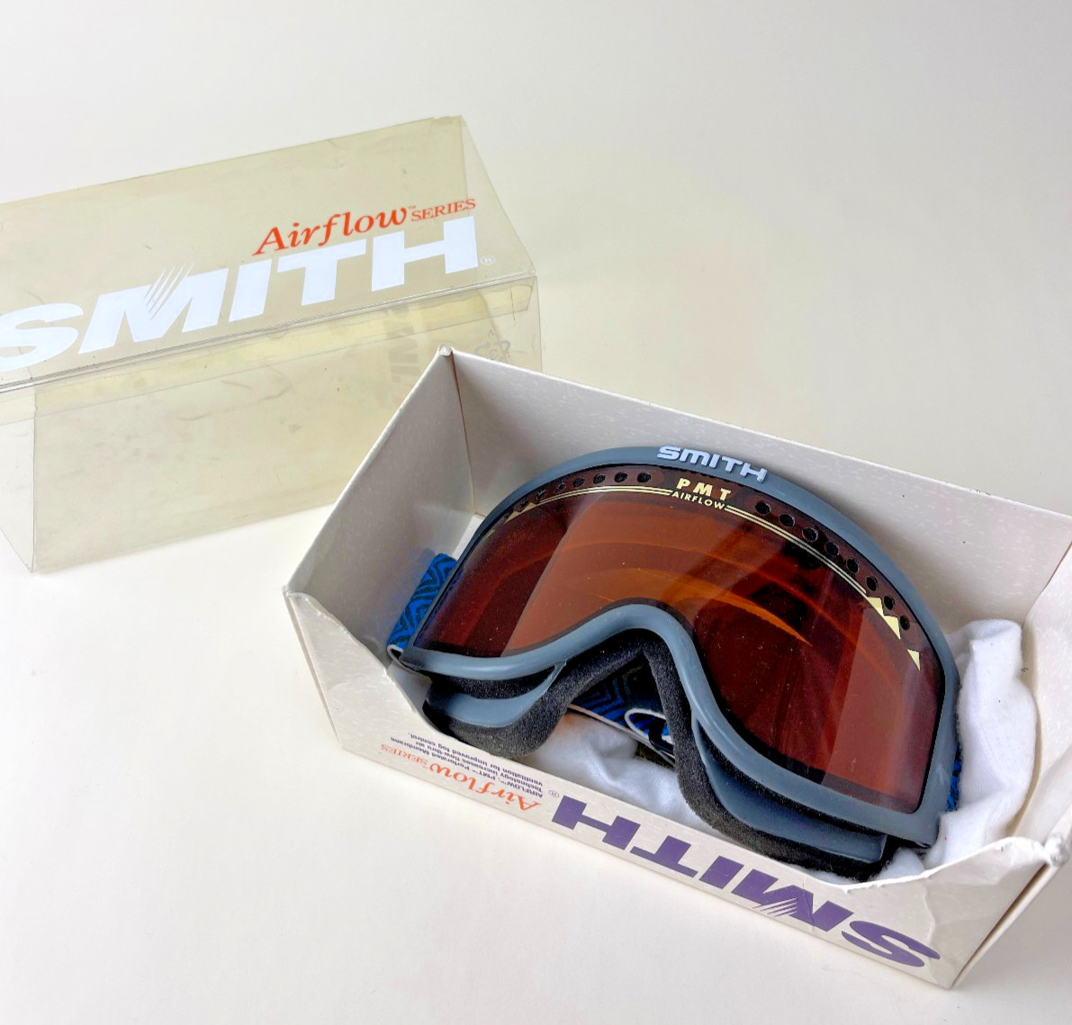 Vintage SMITH Airflow Ski Goggles Sundance PMT Gold Lens 1992 NOS NIB USA