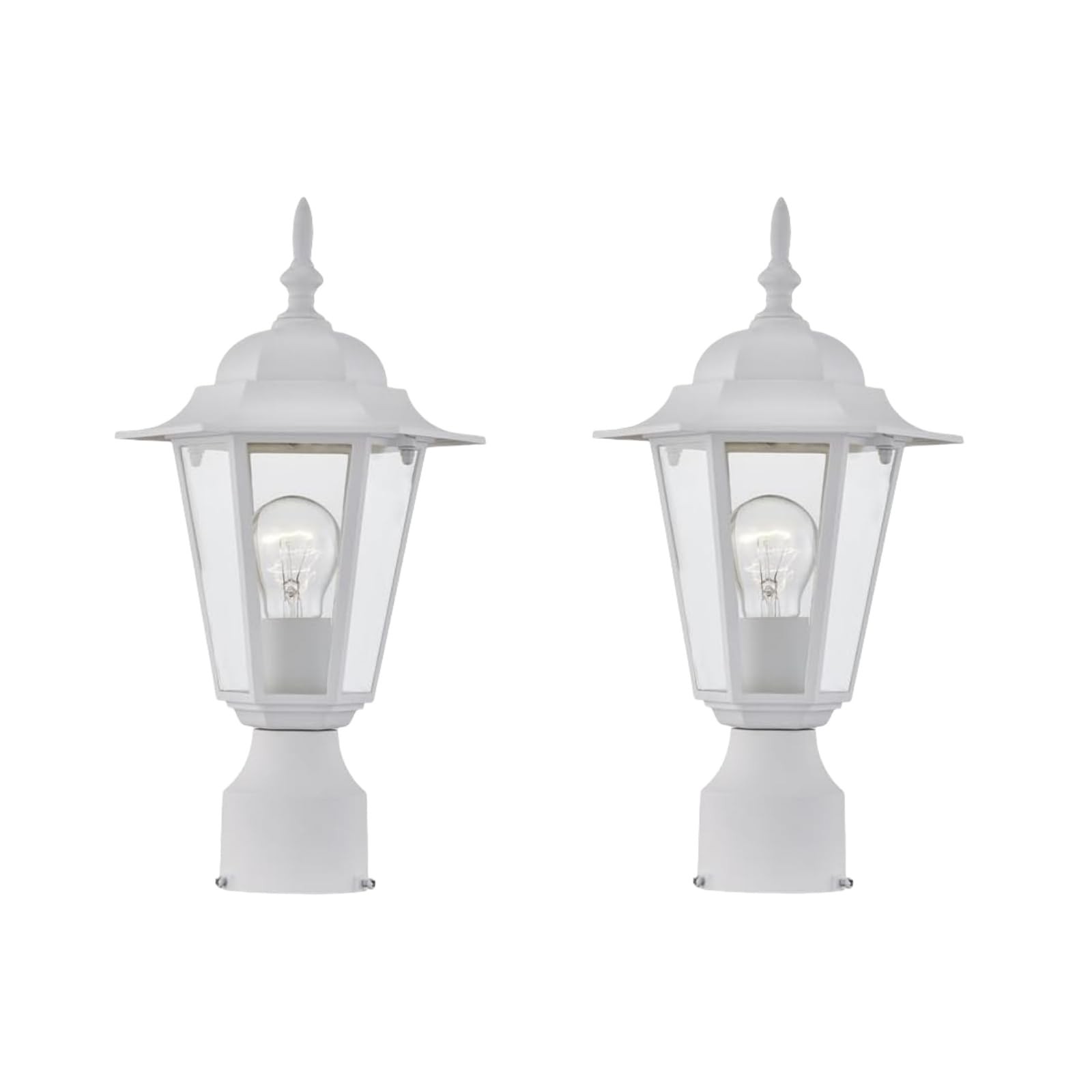 WISBEAM 2 Packs Outdoor Post Light, Pole Lantern, E26 Base 60W 2 Pack, White
