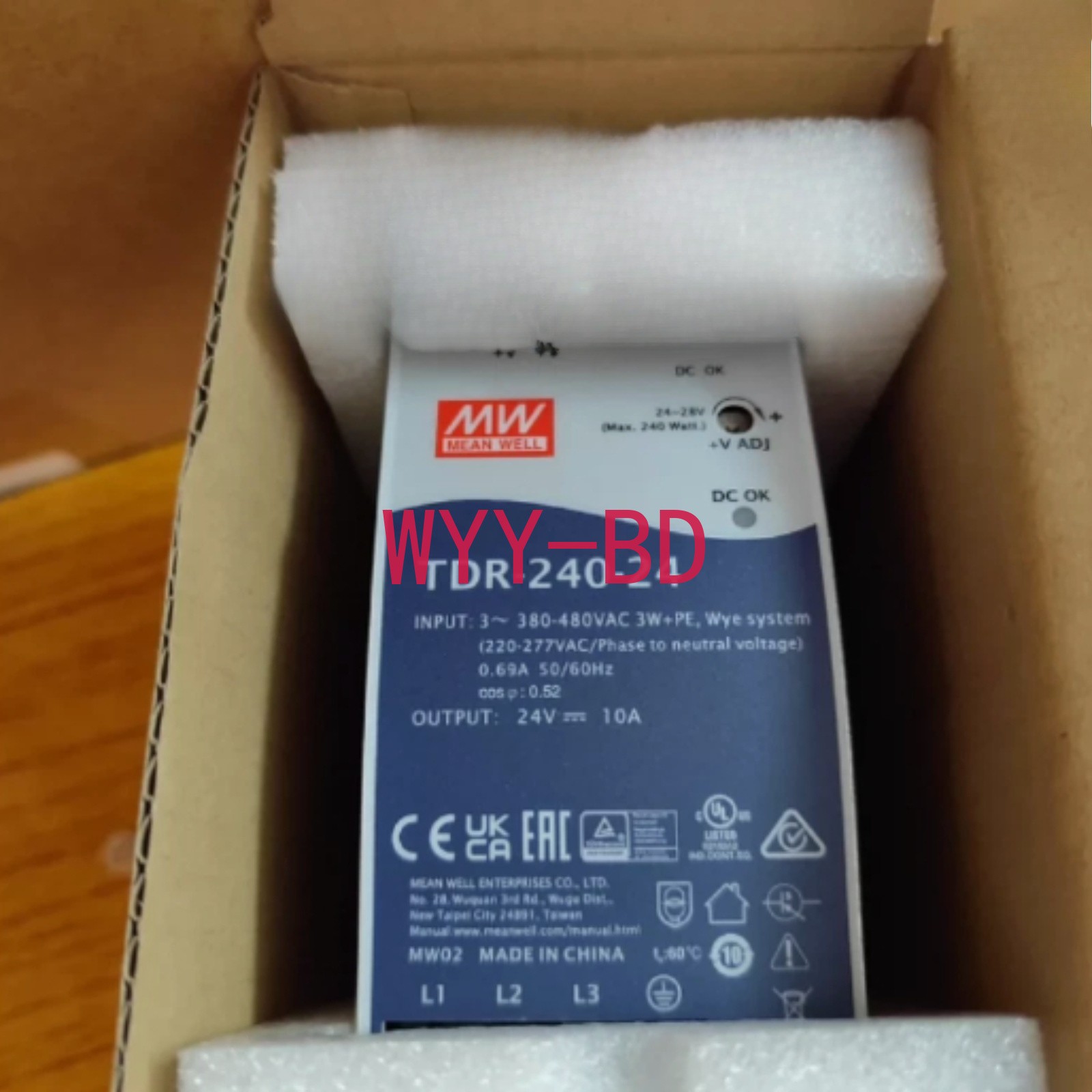 1PCS NEW in Box for MW TDR-240-24 24V 10A Switching Power Supply Freight Free