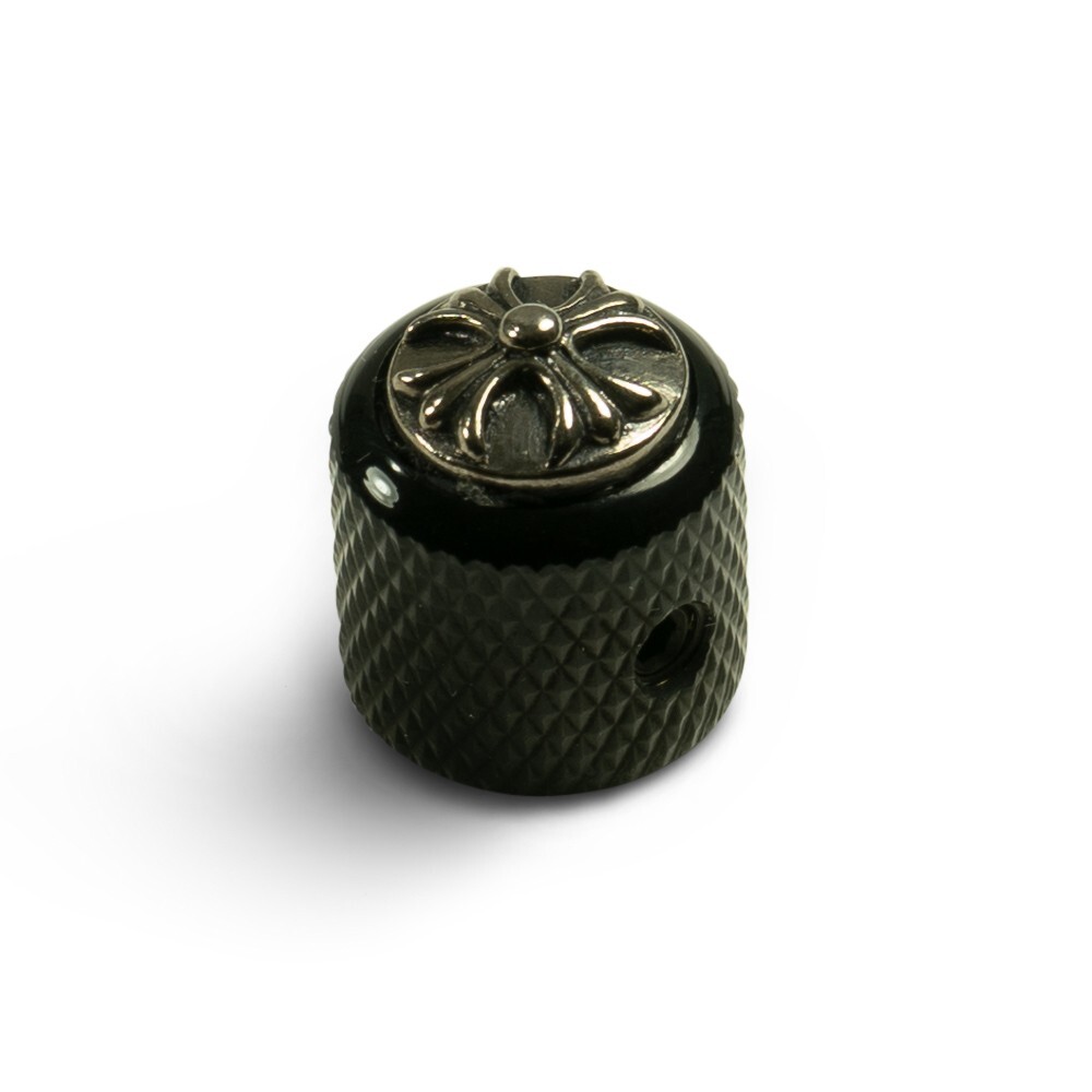 Q-Parts Knobs With Cross Inlay black mini dome QPCROS-MDB