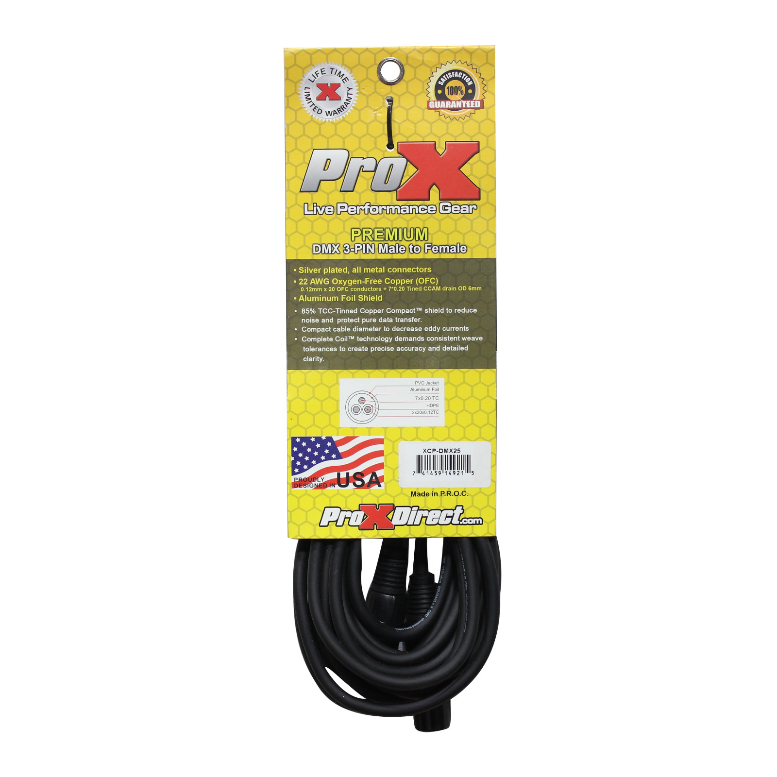 20 Prox DMX Cables 3 Pin 25 FT Premium Shielded DJ Stage Lighting Cable