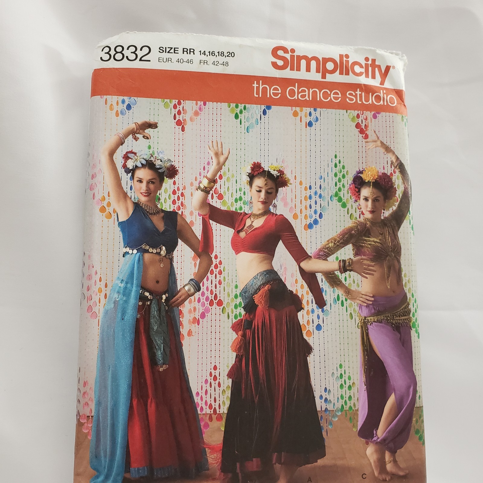 Simplicity 3832- Belly Dancer Costume- Sz 14-16-18-20- Waist 28-34- New- Uncut