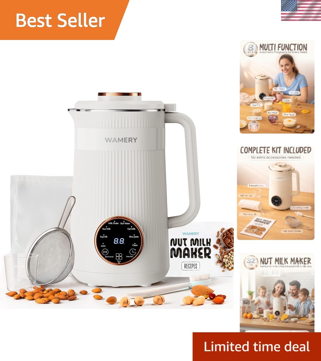 8 in 1 Nut Milk Blender Machine, 32oz Capacity, Homemade Soy, Oat & Almond Mi...