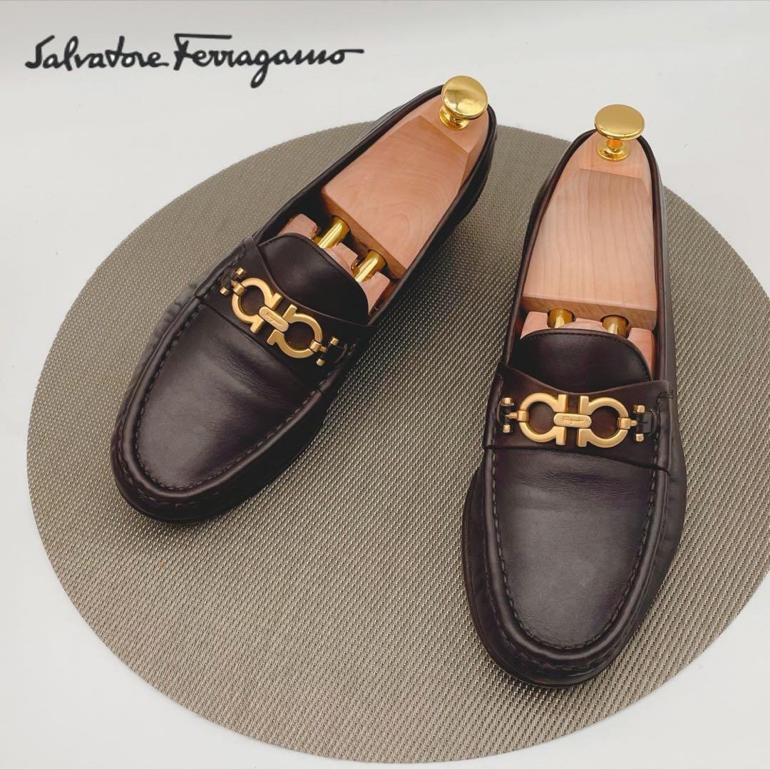 Ferragamo Dress Shoes Men 6.5US Dark Brown Loafers Limited Edition VHTF Designer