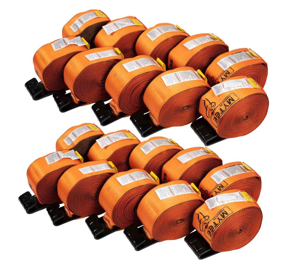 (20 Pack) Winch Straps 4" x 30' - High Abrasion Orange Heavy Duty Tie Down w/...