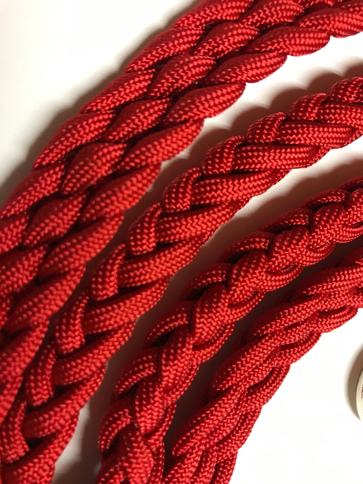 red paracord barrel reins with grip knots