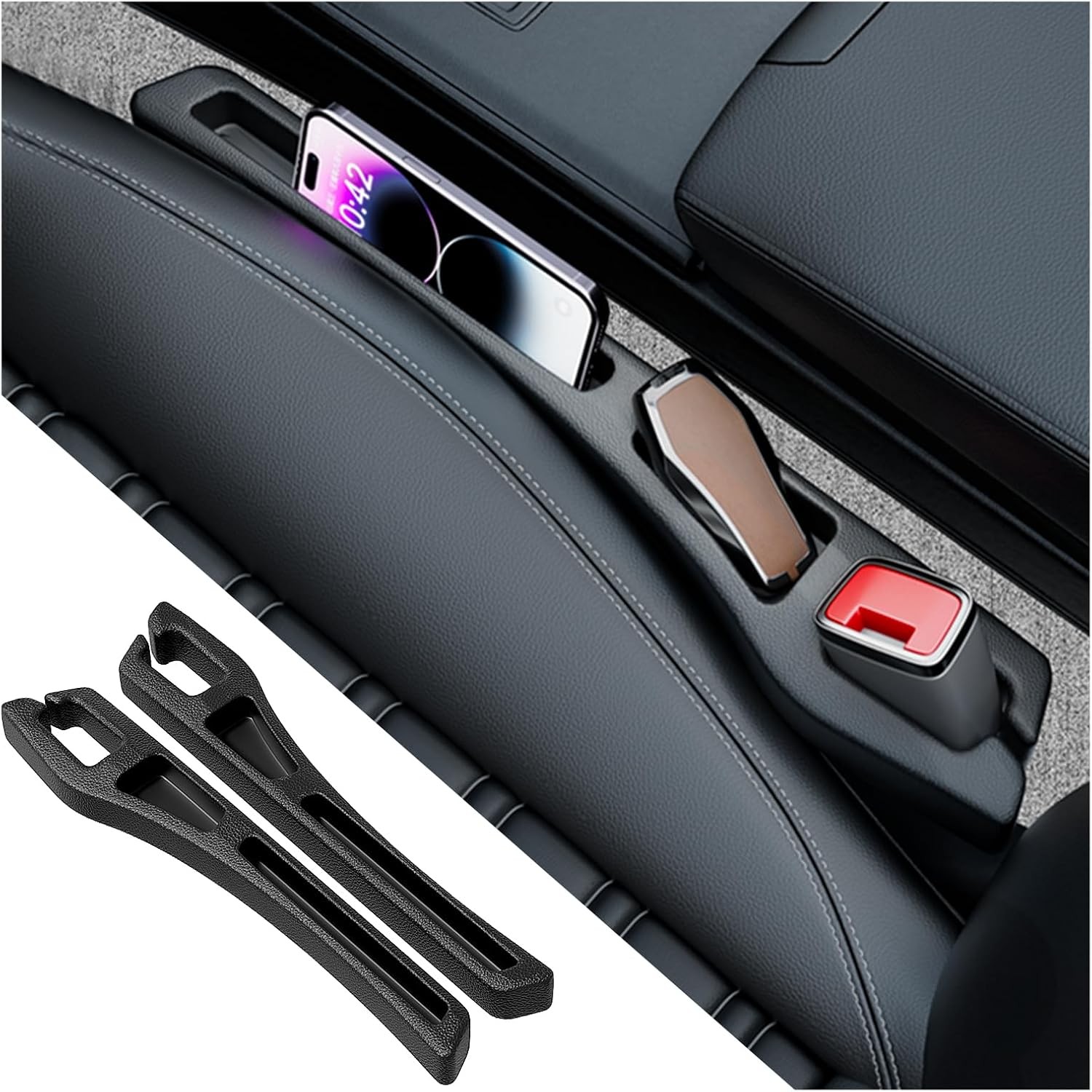 2PCS Car Seat Gap Filler Organizer,2 in 1 Car Gap Filler with Fill and Storage F