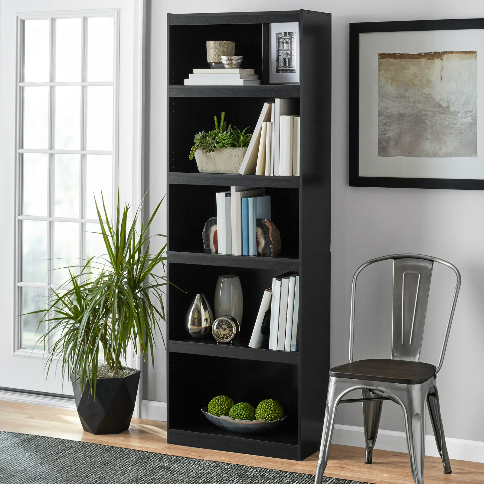 Framed 5-Shelf Bookcase Shelving Organizer Book Storage Cabinet Shelves New