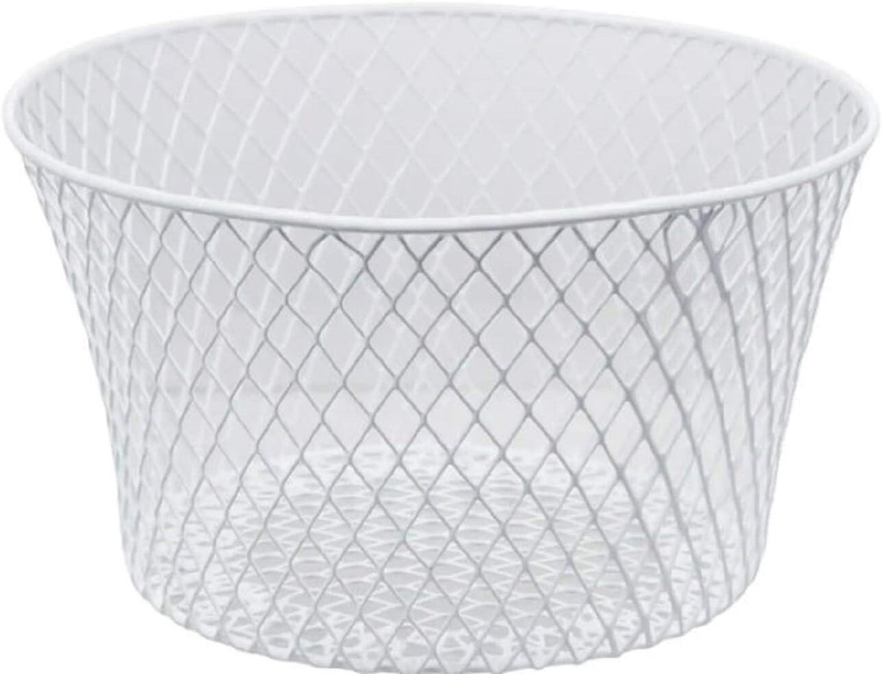 (4) White Small Metal Rectangular Oval & round Wire Baskets Handles