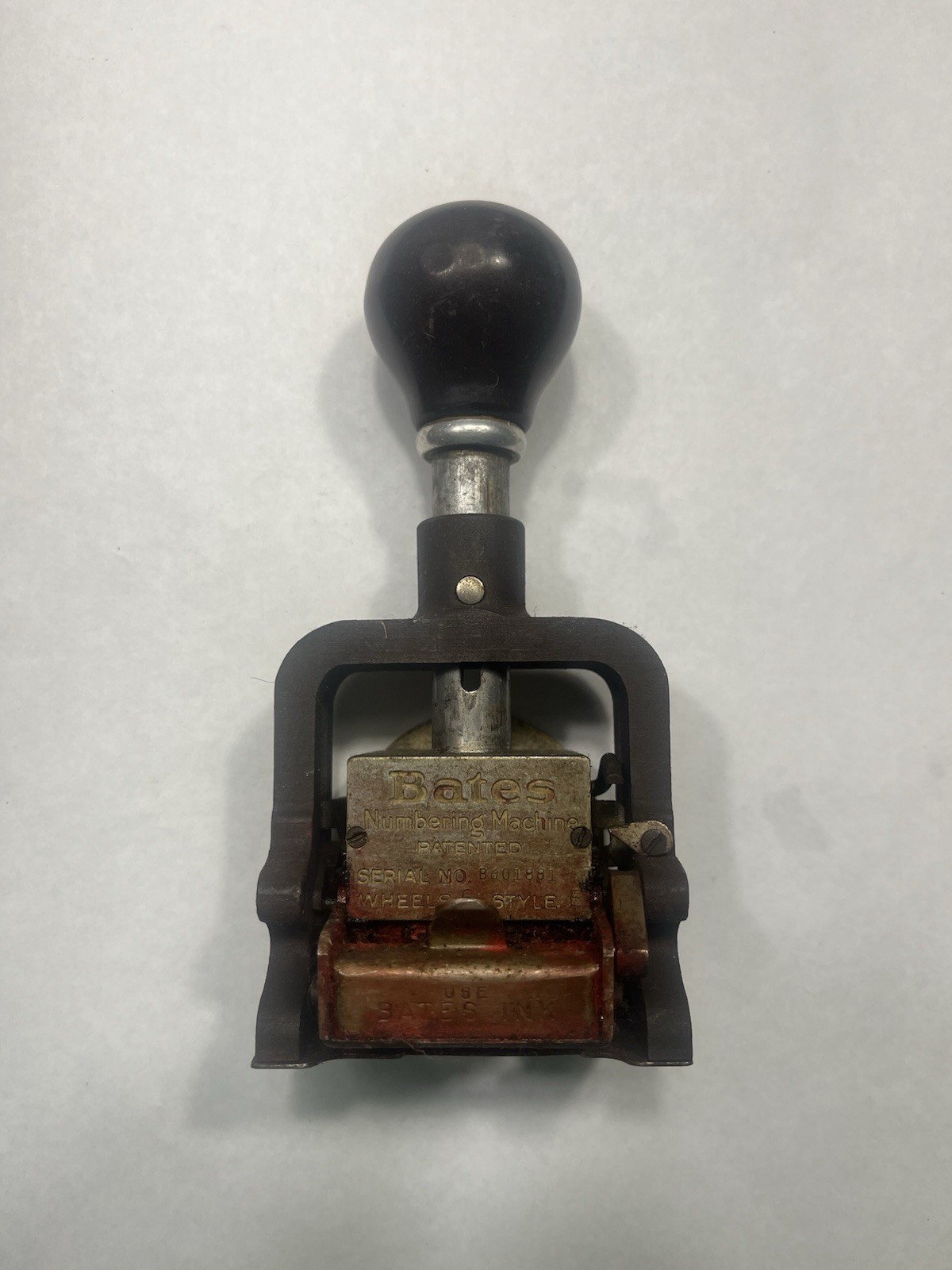 Vintage Bates Numbering Machine Stamp Wheel Style Consecutive USA Office