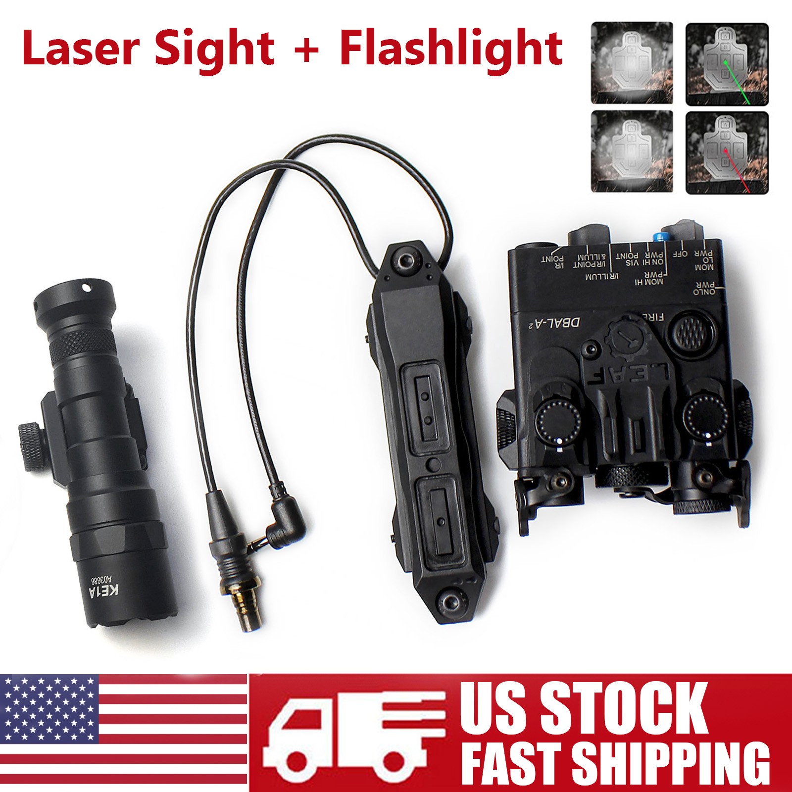 Hunting DBAL-A2 Red / Green Laser Sight + M300B LED Flashlight + Tactical Switch