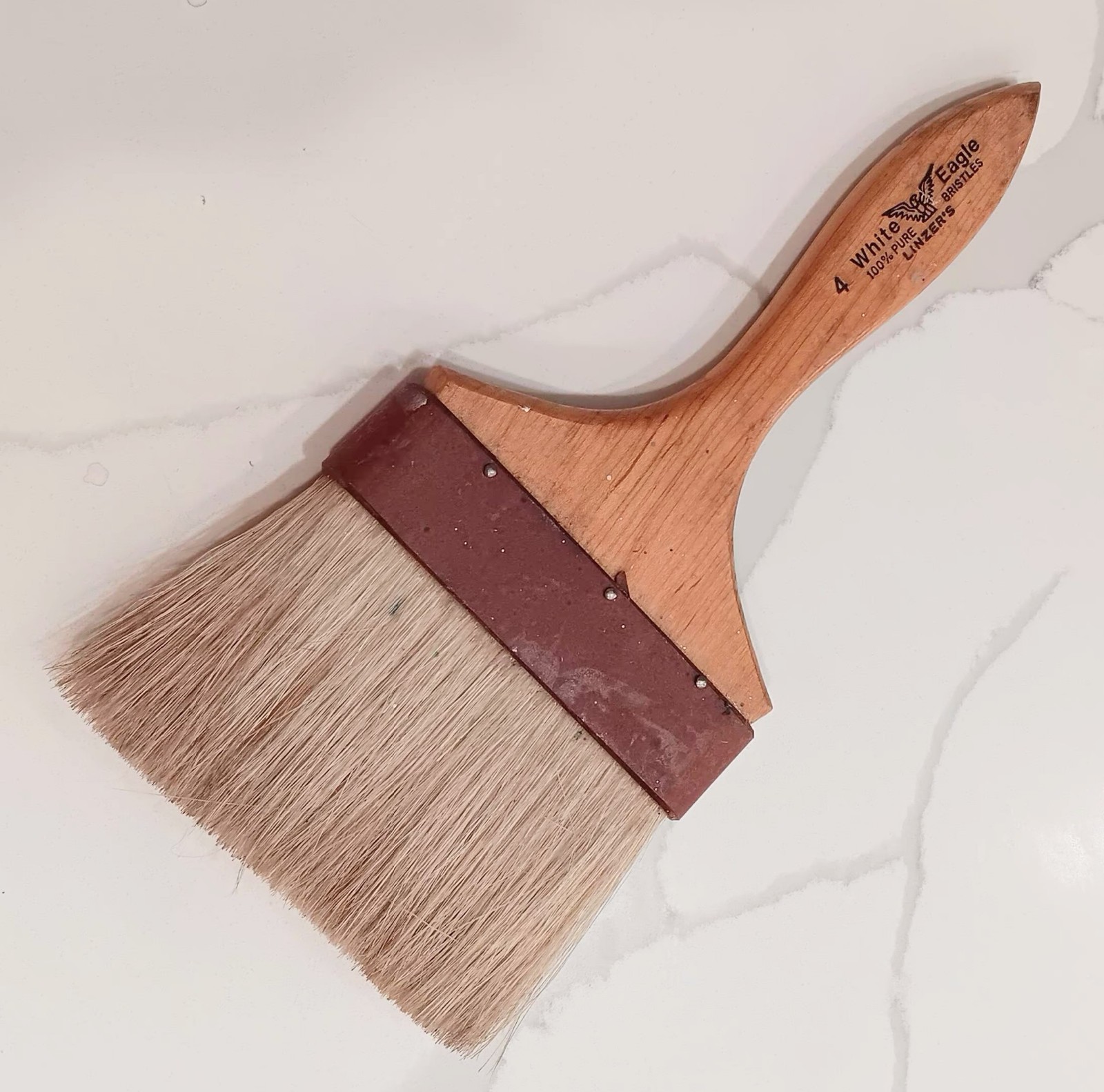 Vintage Linzers White Eagle 4" Paint Brush. 100% Pure Bristles. Ferrule. New