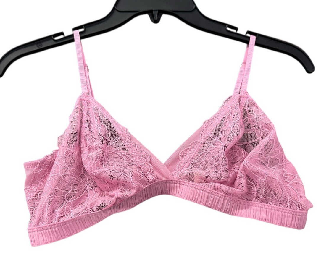 NEW On Gossamer Womens Luxe Lace Bralette Pink Size Large NWT FREE Shipping