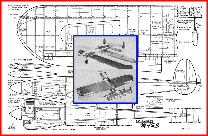 Model Airplane Plans (UC): MARS 51" Stunt for .29-.35 Engine by Bob Palmer