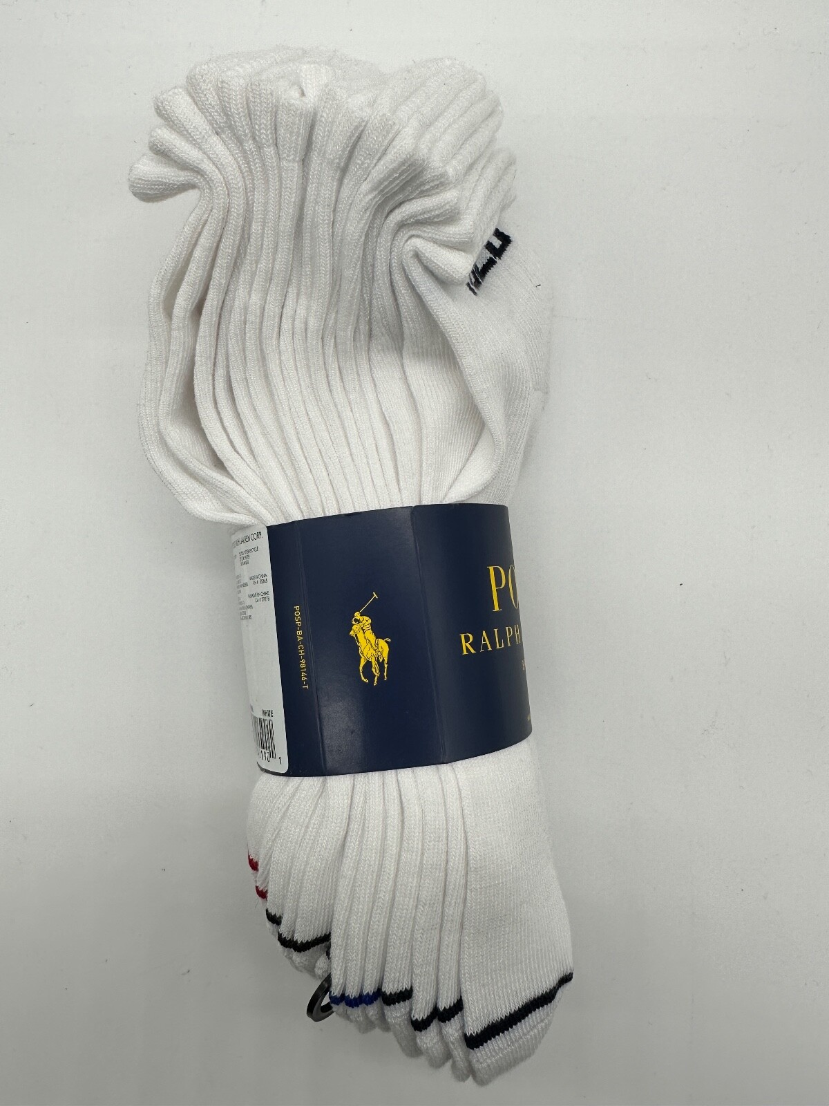 NEW 6 PAIRS MENS POLO RALPH LAUREN ANKLE CUT SOCKS CLASSIC SPORT 10-13 BLK/ WH