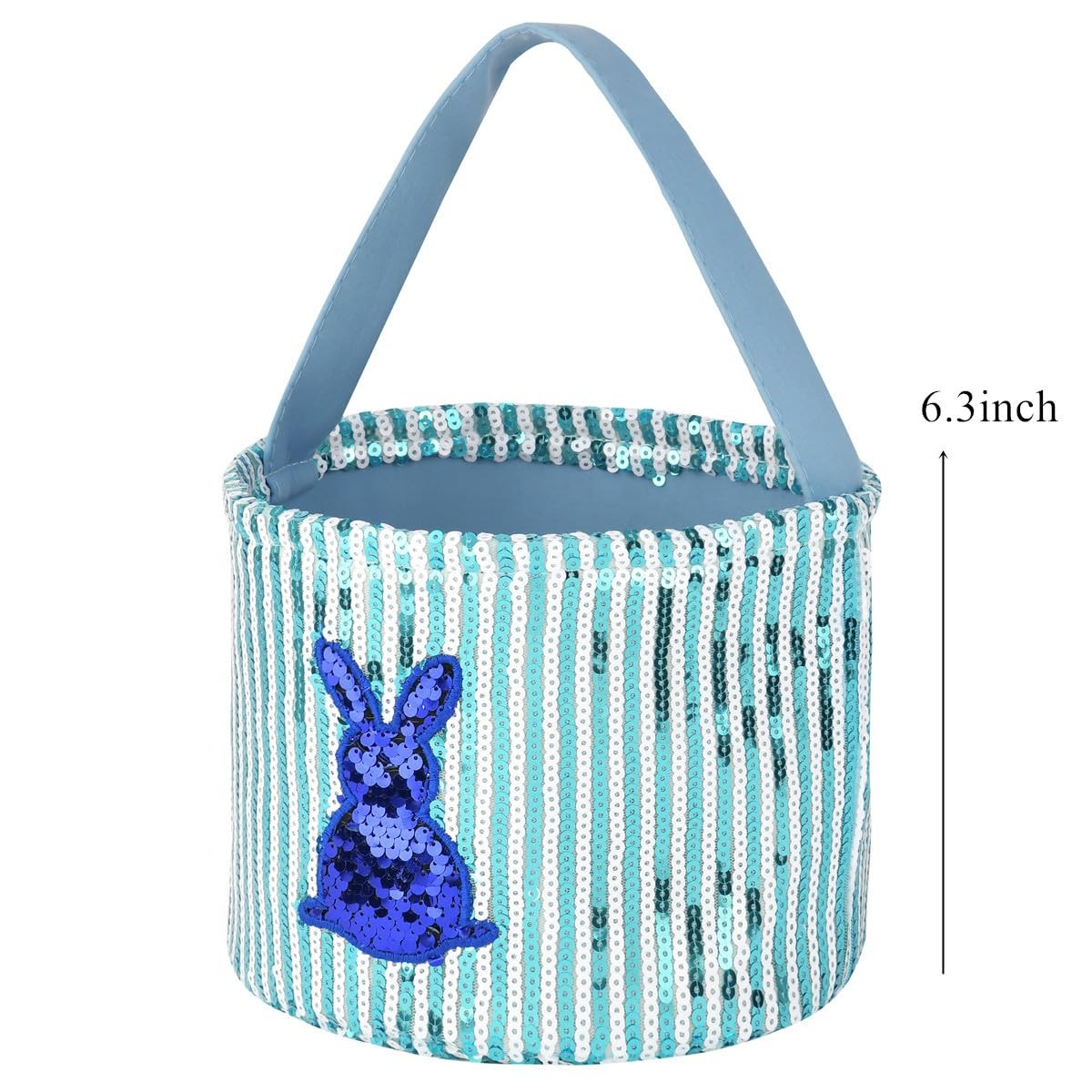 Irisbell Easter Bunny Basket,Sequin Rabbit Easter Bucket Tote Bags for Eggs H...