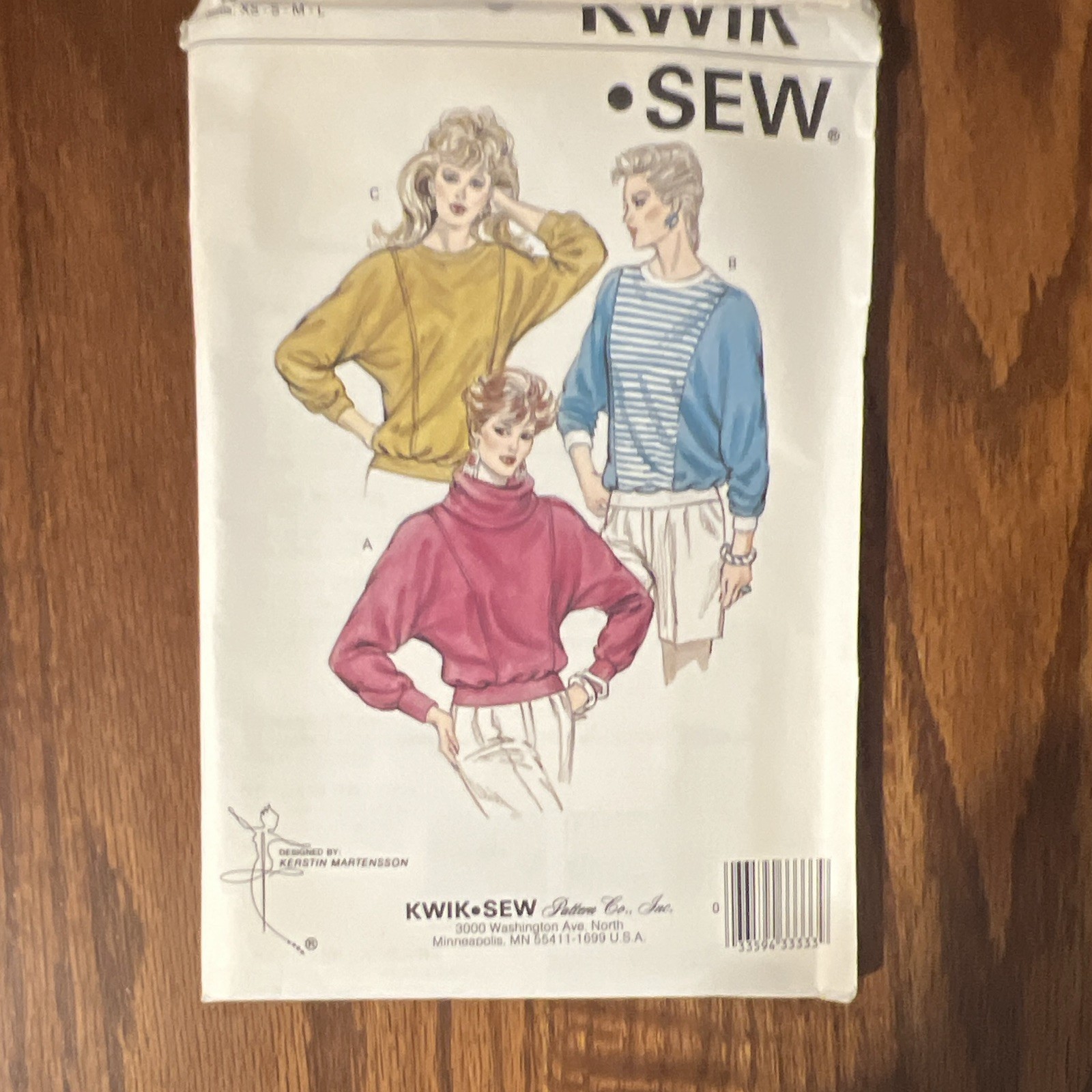 Kwik Sew 1355 Misses Top Sewing Pattern XS-S-M-L Uncut Vintage 1980s Stretch