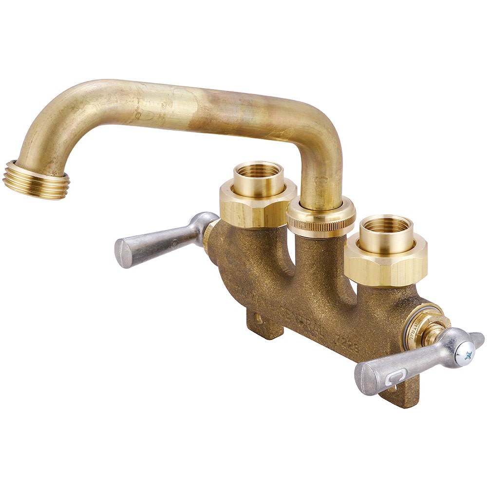Central Brass 0469 Brass Two Handle Laundry Faucet With Extended Hole Mount Legs