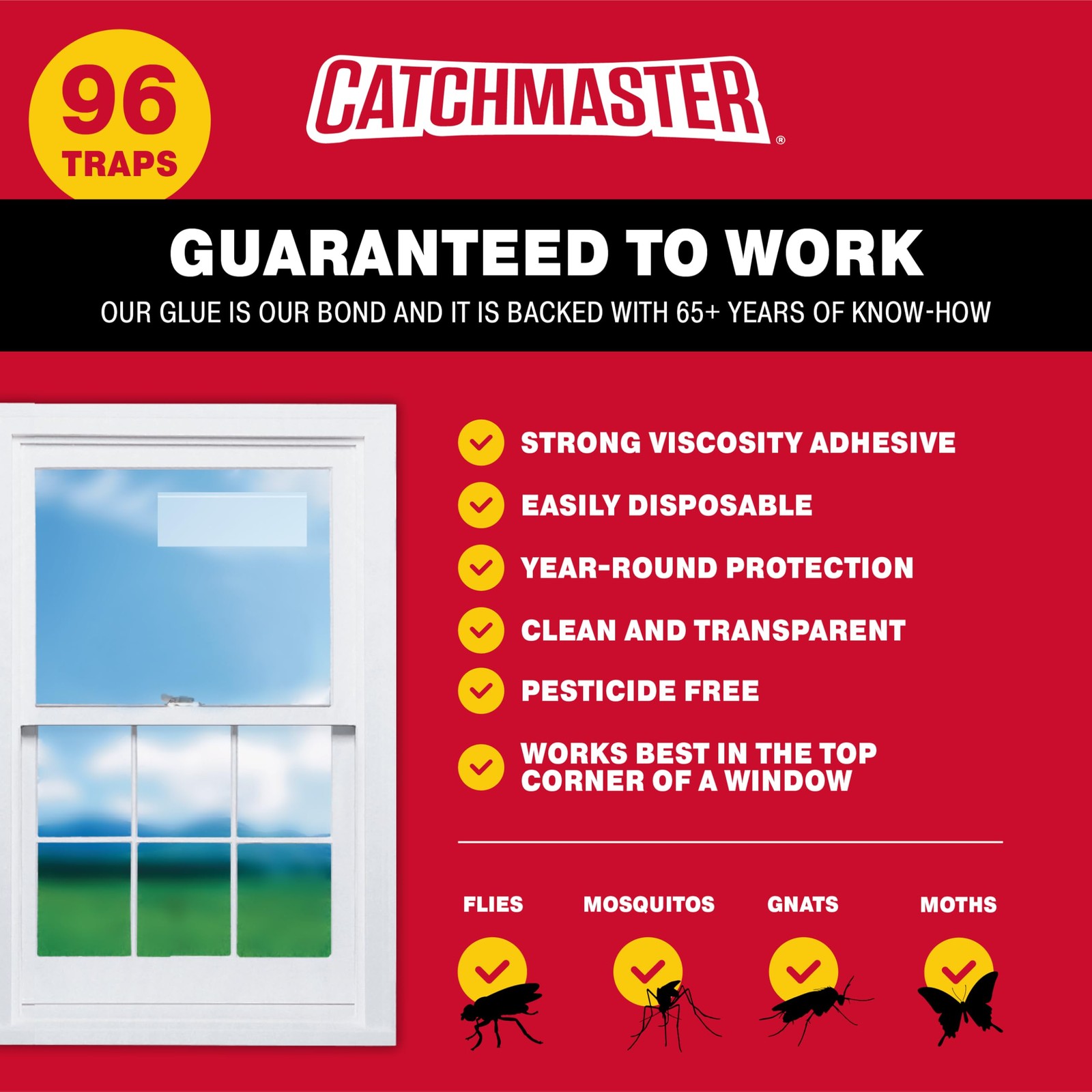 Catchmaster Window Fly Traps 96-Pack Fruit Fly Traps For Indoors Disposable
