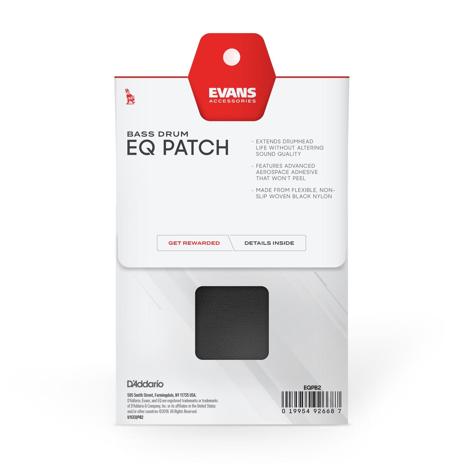 Evans EQ Double Pedal Patch, Black Nylon, EQPB2