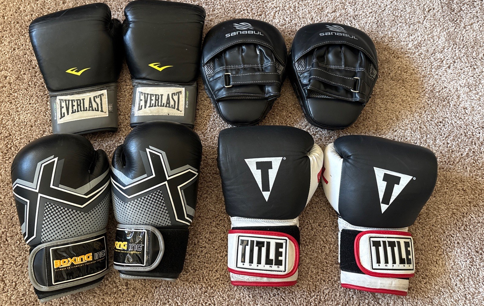 Lot Of 4 Pairs Of Boxing Gloves - Everlast Ta:16, Title, Boxing Inc, Sanabul