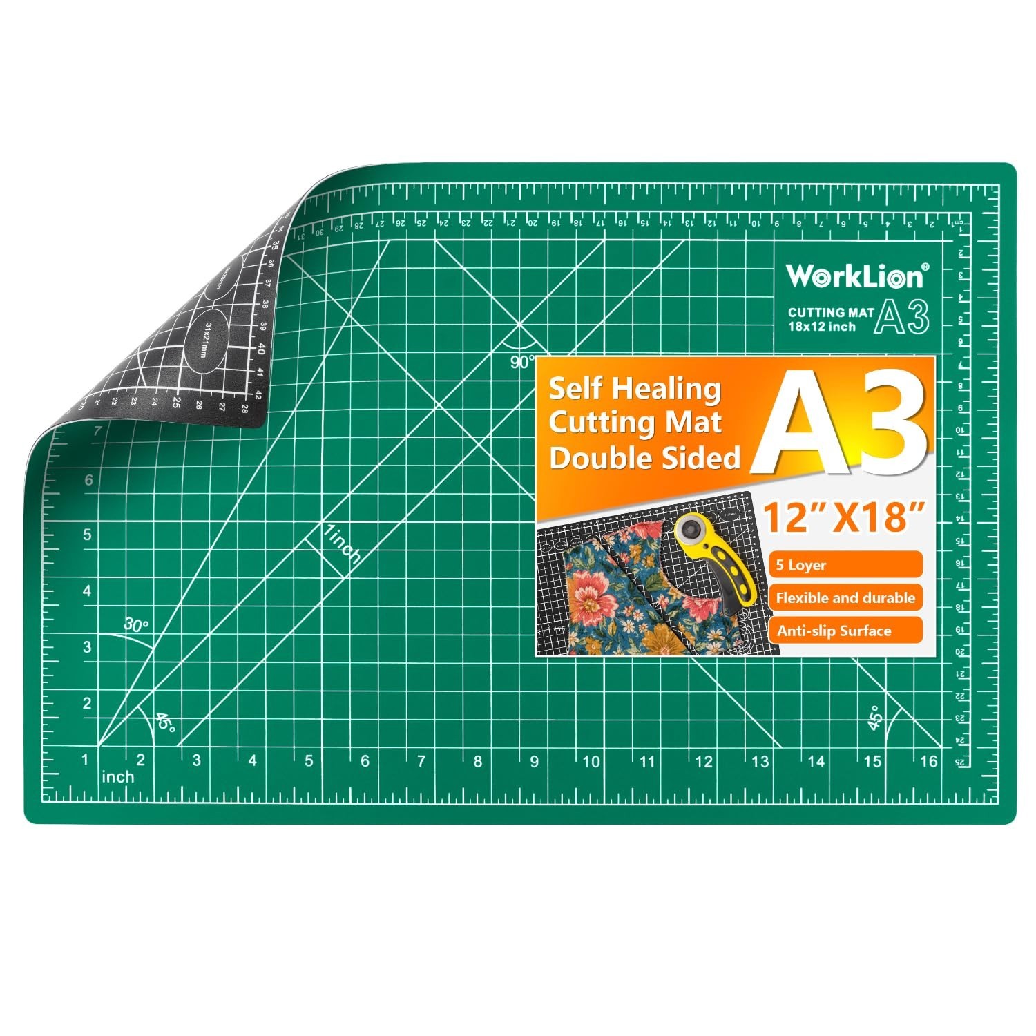 Worklion Self Healing Craft Mat: 18"x12" Rotary Cutting Mat for Sewing,Quilti...