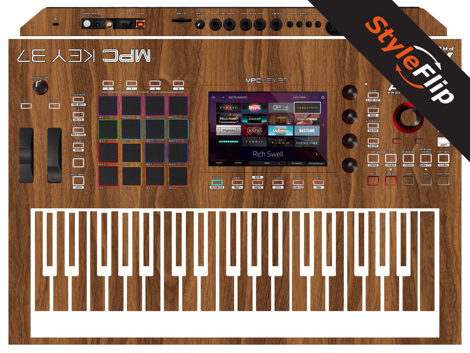 MPC Key 37 Standalone Skin | Wood #2 | Protective Decal | StyleFlip Skins