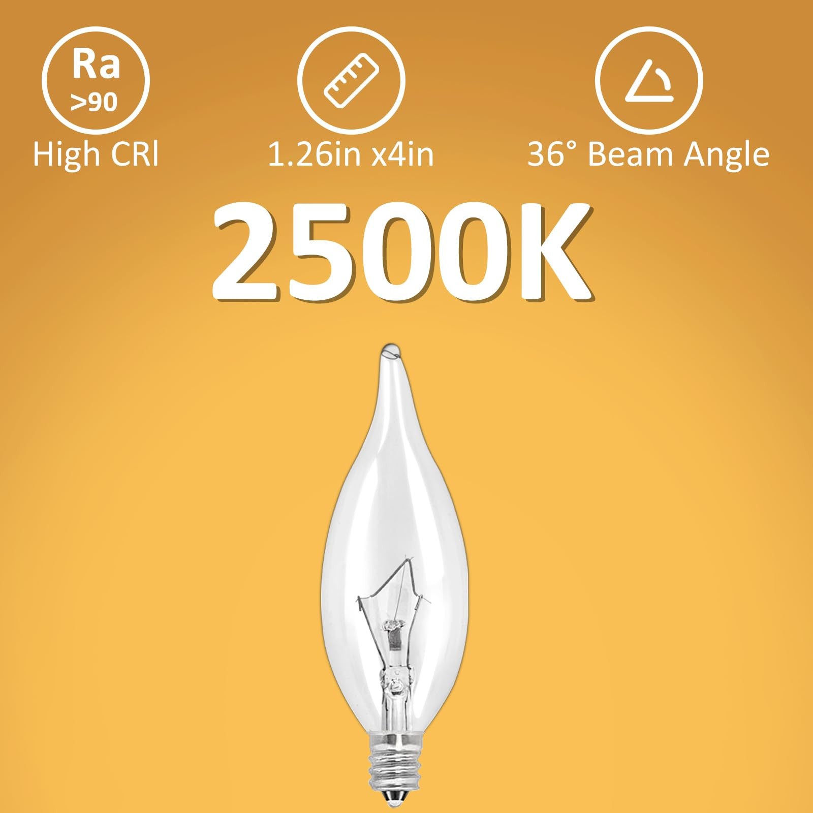 LinMiFo 12-Pack E12 B10 Clear Candelabra Base Bulb, 40W 120V Sw-40watt